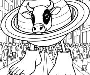 Coloriage La Vaca Saturno Saturnita dans la ville