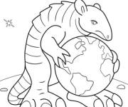 Coloriage Pippi Poppa Pippo tenant la plan&egrave;te terre