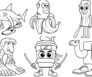 Coloriage Plusieurs personnages de Brainrot