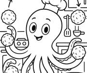 Coloriage Polpetta Polpo dans la cuisine