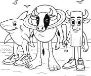Coloriage Tralalero Tralala sur la plage avec les copains