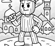 Coloriage Tung Tung Tung Sahur avec une batte