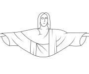 Coloriage et dessins gratuit Christ R&eacute;dempteur symbole du br&eacute;sil à imprimer
