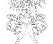 Coloriage Danseuse de samba du Carnaval de Rio en Br&eacute;sil