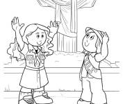 Coloriage et dessins gratuit Des enfants br&eacute;siliens devant la statue de Christ R&eacute;dempteur à imprimer