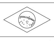 Coloriage et dessins gratuit Drapeau du Br&eacute;sil en noir et blanc à imprimer