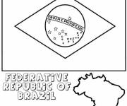 Coloriage et dessins gratuit drapeau et carte du Br&eacute;sil à imprimer