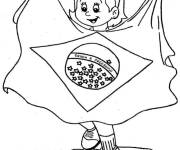 Coloriage et dessins gratuit Fille br&eacute;silienne danse avec avec un drapeau à imprimer