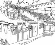 Coloriage Maisons br&eacute;siliennes