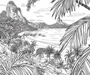 Coloriage Plage br&eacute;silienne &agrave; Rio