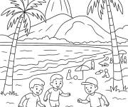 Coloriage Plage du br&eacute;sil pour enfants