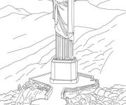 Coloriage et dessins gratuit Statue du Christ R&eacute;dempteur &agrave; Rio d&eacute;taill&eacute; à imprimer