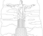 Coloriage et dessins gratuit Statue du Christ R&eacute;dempteur pour maternelle à imprimer