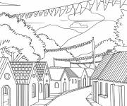Coloriage Une rue festive au Br&eacute;sil