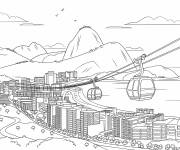 Coloriage Vue r&eacute;aliste au-dessus de Rio au Br&eacute;sil