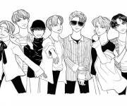 Coloriage Adolescents chanteur de groupe BTS