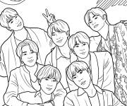 Coloriage Affiche du groupe BTS Butter