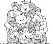 Coloriage BTS avec BT21 avec des peluches