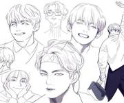 Coloriage Croquis mecs BTS
