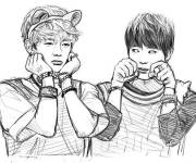Coloriage Deux garcons de BTS