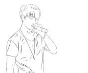 Coloriage et dessins gratuit Jimin avec le microphone en main à imprimer