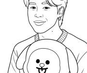 Coloriage Jimin avec peluche