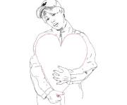 Coloriage et dessins gratuit Jimin avec un coeur à imprimer