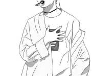 Coloriage Jimin chante de l'amour