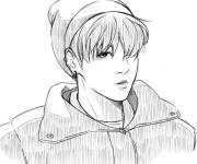 Coloriage Jimin en bonnet