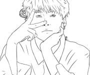 Coloriage et dessins gratuit Jimin en pose de photo à imprimer