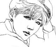 Coloriage Jimin en pose de photographie