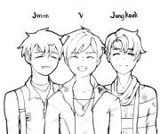 Coloriage Jimin, V et Junkook