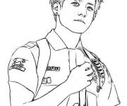 Coloriage Jungkook avec le microphone