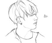 Coloriage et dessins gratuit Jungkook avec les oreilles de lapin à imprimer