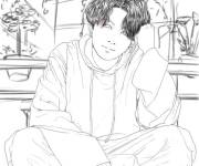 Coloriage Jungkook se d&eacute;tend
