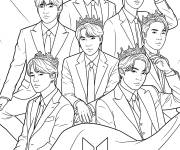 Coloriage Les membres de BTS couronn&eacute;s rois