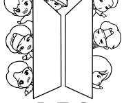 Coloriage Logo et personnages BTS chibi