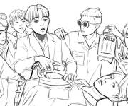 Coloriage Mecs BTS en f&ecirc;te