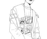 Coloriage et dessins gratuit Membre de BTS sur sc&egrave;ne à imprimer