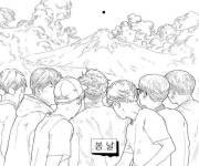 Coloriage Membres BTS dans le volcan