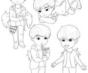 Coloriage Membres de BTS comme des anges