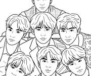 Coloriage Portrait de groupe BTS de Cor&eacute;e