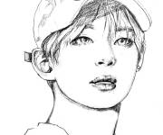 Coloriage Portrait de Jimin en casquette