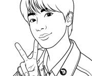 Coloriage Portrait de Jin avec le signe de la paix