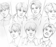 Coloriage Sept membres de BTS
