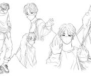 Coloriage Suga en plusieurs positions