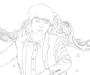 Coloriage Taehyung de BTS sur le canap&eacute;