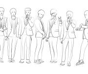 Coloriage Tous les mecs BTS ensemble