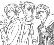 Coloriage Trois gar&ccedil;ons BTS