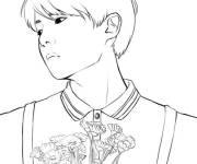 Coloriage et dessins gratuit V avec un bouquet de fleur à imprimer